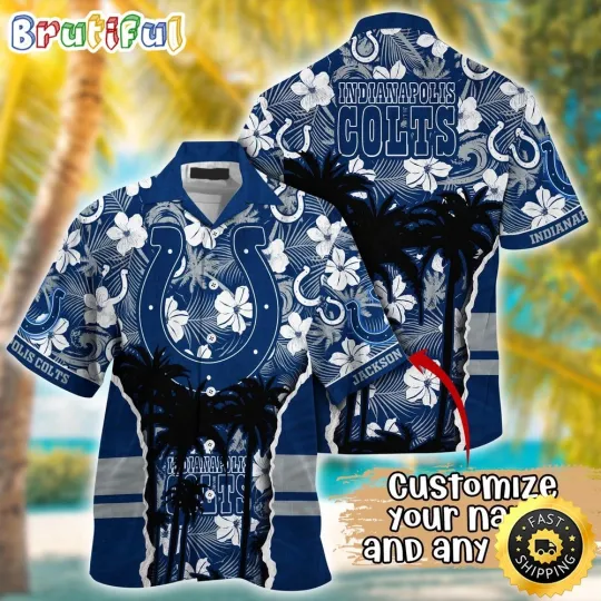 Discover Customized Indianapolis Colts Palm Tree Aloha Hawaiian Shirt