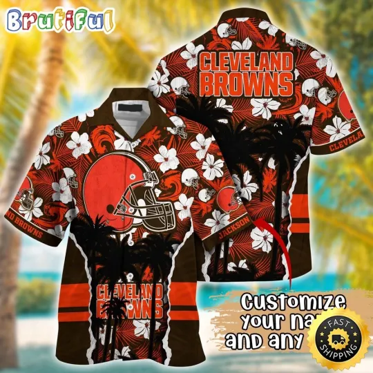 Discover Customized Cleveland Browns Palm Tree Aloha Hawaiian Shirt