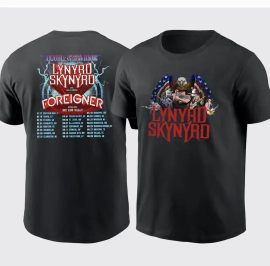 Discover Lynyrd Skynyrd X Foreigner Double Trouble Vision Tour 2026 T-Shirt