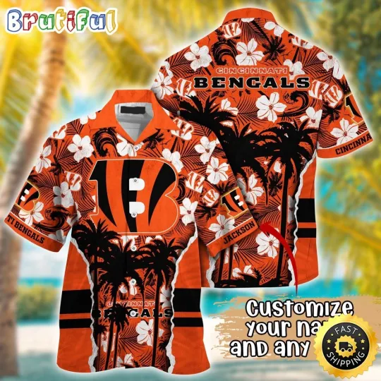 Discover Customized Cincinnati Bengals Palm Tree Aloha Hawaiian Shirt