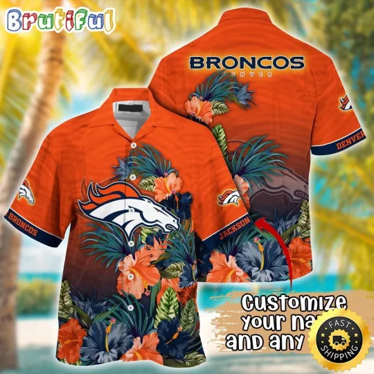Customized Denver Broncos Tropical Flower Aloha Hawaiian Shirt