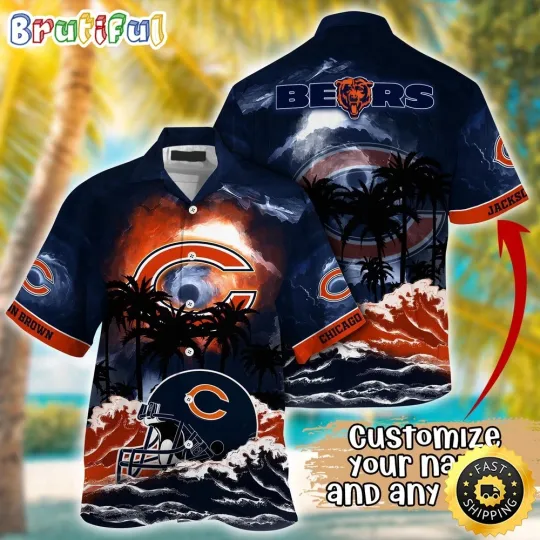 Personalized Chicago Bears Ever Aloha Hawaiian Shirt