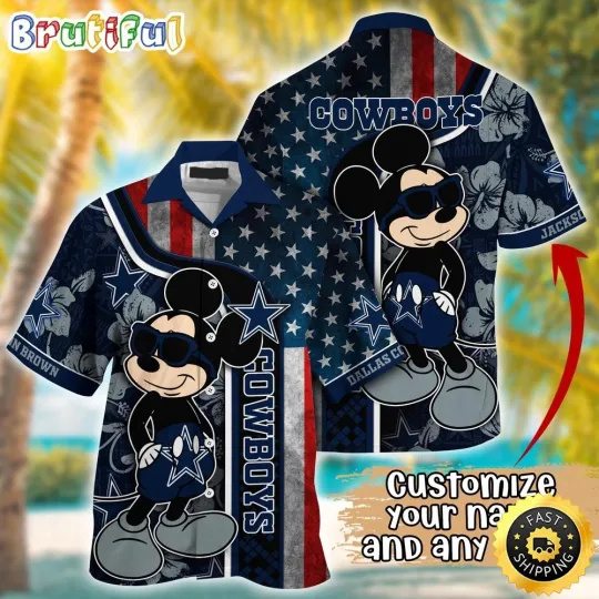 Customized Dallas Cowboys Mickey Mouse Tropical Hawaiian Shirt