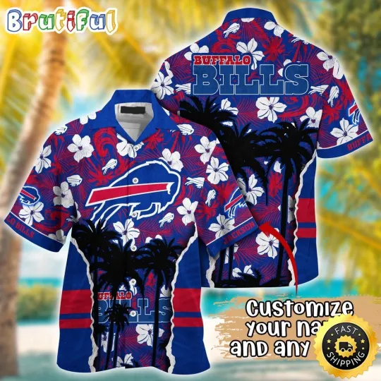 Customized Buffalo Bills Palm Tree Aloha Hawaiian Shirt