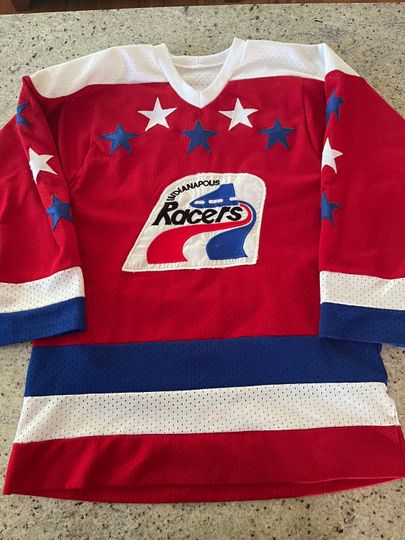 Vintage 1970s Indianapolis Racers Mesh Hockey Jersey Wayne Gretzky Era