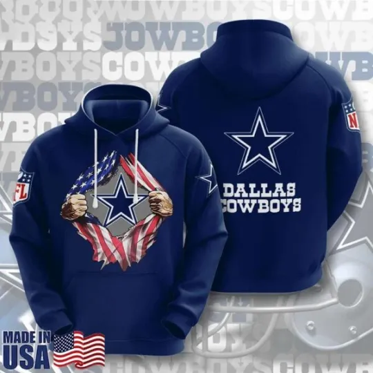 Discover \Cowboys Logo in Heart All Over Print Hoodie, USA 250th Anniversary Shirt