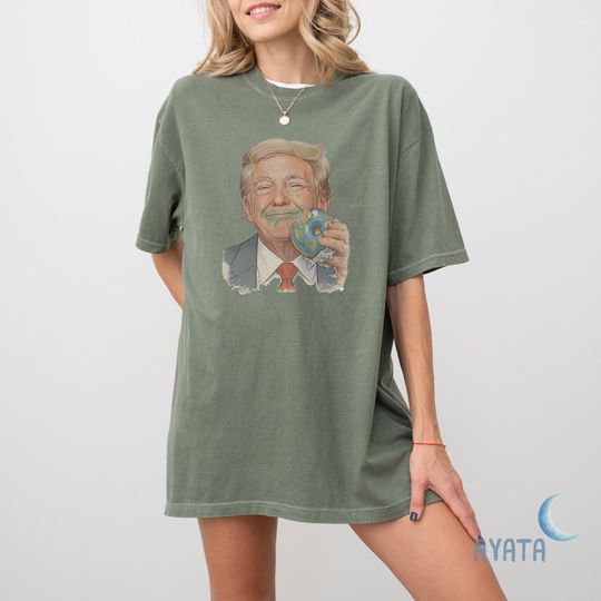 Anti Trump Eating World Shirt, Dark Humor Political Tee, Ani Trump Tee, Eat Donut Comfort Colors Tee, Leave the World Alone