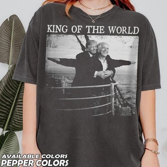 Discover Trump & Epstein Funny Titanic Vintage Comfort Color Shirt, King Of The World Titanic Tee, Trump Funny Shirt, Meme Shirt