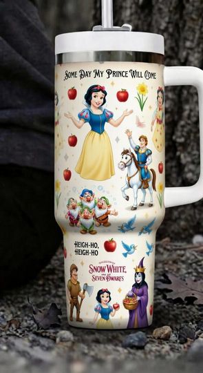 Discover Snow White Tumbler 40oz, Disney Princess Tumbler with Handle, Snow White and the Seven Dwarfs Cup, Fairytale Travel Mug, Princess Gift