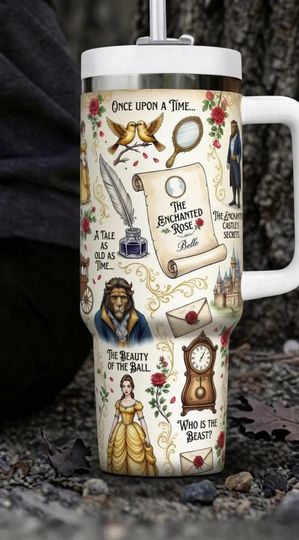Beauty And The Beast Tumbler 40oz, Belle Tumbler Cup, Princess Disney Stainless