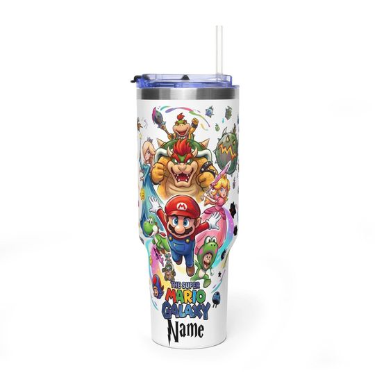 Super Mario Galaxy Movie Poster Name Tumbler, Universal Studios Super Mario Tumbler, Mario Since 85 Tumbler, Universal Orlando Birthday Gift