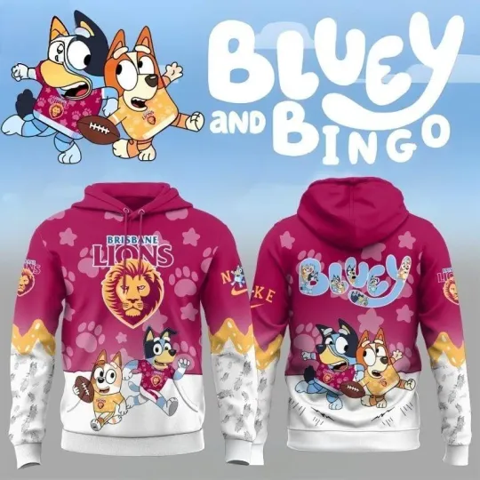 Discover Brisbane Lions BlueyDad And Bingo Hoodie