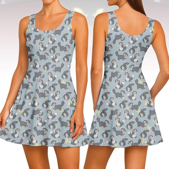Discover Lucifer Disney Cinde Skater Dress, Disney Trip 2026 Women Dress, Lucifer Cat Vacation Dress, Angry Cat Dress, Gift For Her