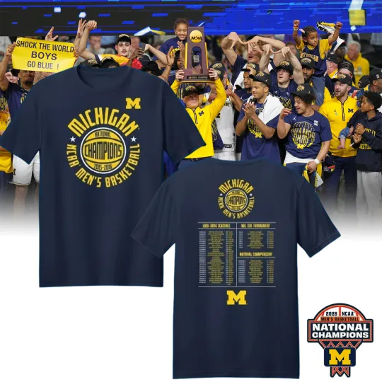 Discover Michigan Wolverines 2026 National Champions Victory Shirt - NCAA Basketball Fan