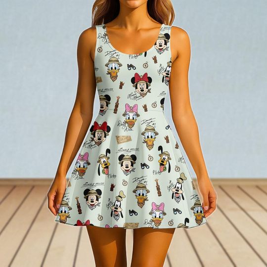 Discover Disney Mickey And Friends Animal Kingdom Safari Mode Skater Dress, Walt Disney World Trip Summer Dress, Lets Get Wild, Disneyland Dress