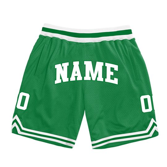 Custom Green-White Basketball Shorts