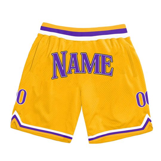 Discover Custom Yellow Purple-White Mesh Shorts