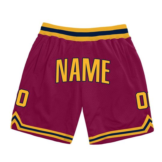 Custom Maroon-Gold Basketball Shorts