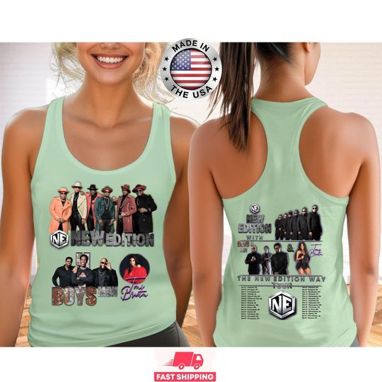 New Edition 2026 Tour Racerback Tank Top, Vintage Music Tee