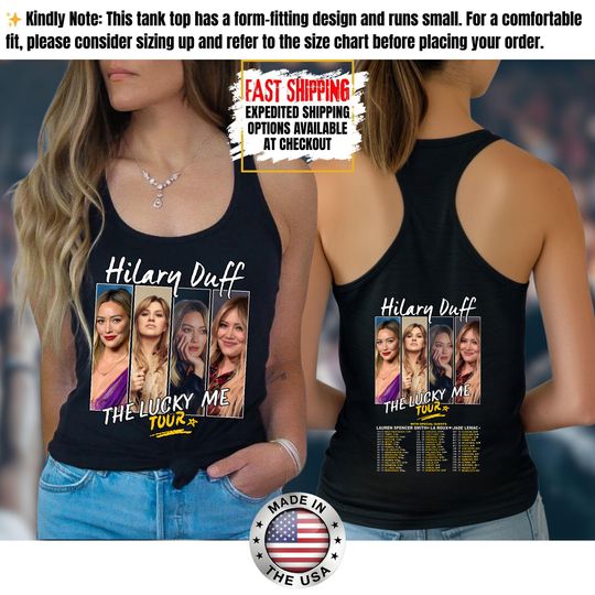 Hilary Duff Tank Top, Hilary Duff Lucky Me Tour 2026 Inspired Tank Top, Lizzie McGuire Bootleg Tank Top