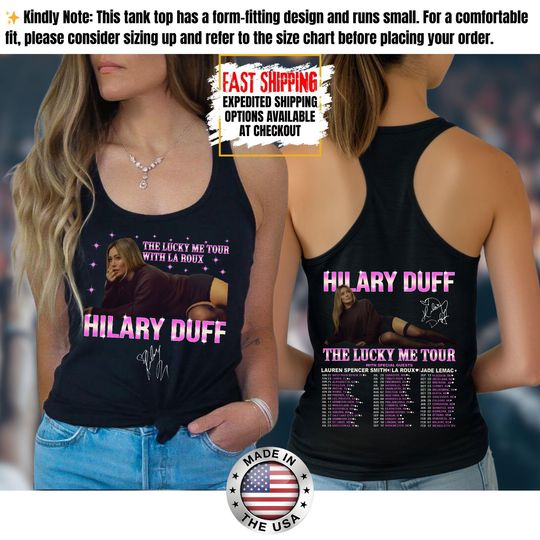 Hilary Duff Tank Top, Hilary Duff Lucky Me Tour 2026 Inspired Tank Top, Lizzie McGuire Bootleg Tank Top