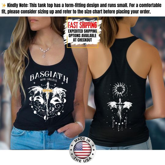 Fourth Wing Tank Top, Basgiath War College Tank Tee, Bookish Tank Tops, Xaden Riorson, Gifts For Readers, Book Lovers Tee