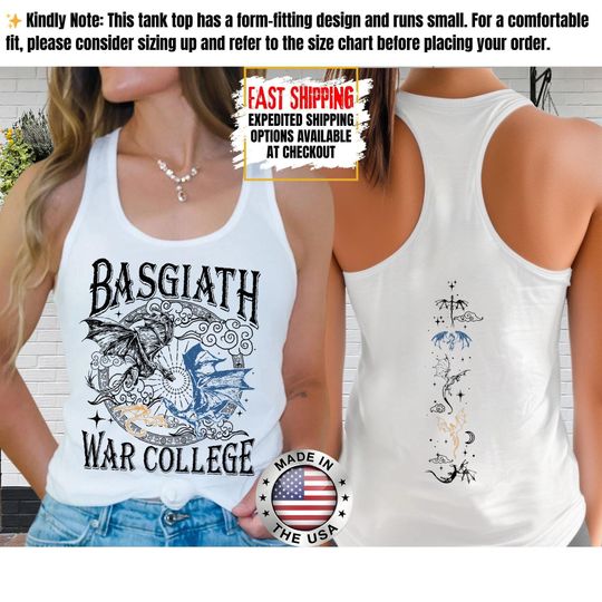 Fourth Wing Tank Top, Basgiath War College Tank Tee, Bookish Tank Tops, Xaden Riorson, Gifts For Readers, Book Lovers Tee