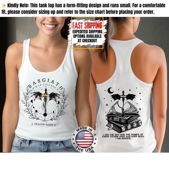 Fourth Wing Tank Top, Basgiath War College Tank Tee, Bookish Tank Tops, Xaden Riorson, Gifts For Readers, Book Lovers Tee