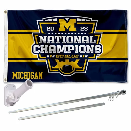 Michigan Wolverines 2023 National Champions College Football House Flag
