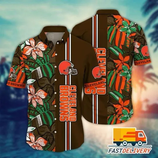 Discover Cleveland Browns Tropical Burst Hawaiian Shirt, Gift For football Fan