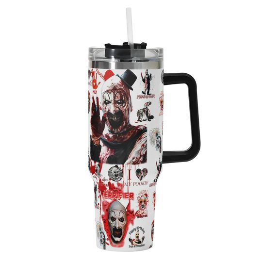 Discover Terrifier Clown Custom Name 40oz Tumbler: Horror Movie Stainless Steel Cup