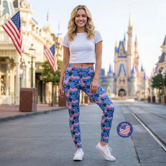 Mickey's Fourth of July - Disney Inspired Women's Full Length Leggings (Made in USA)