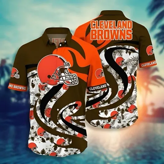 Cleveland Browns Flame Wave Hawaiian Shirt, Gift For football Fan