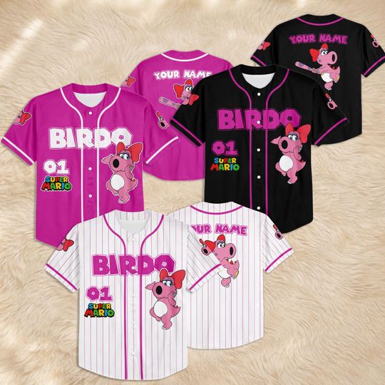 Discover Custom Birdo Baseball Jersey, Personalized Nintendo Family Matching Shirt, Super Mario Character Jersey