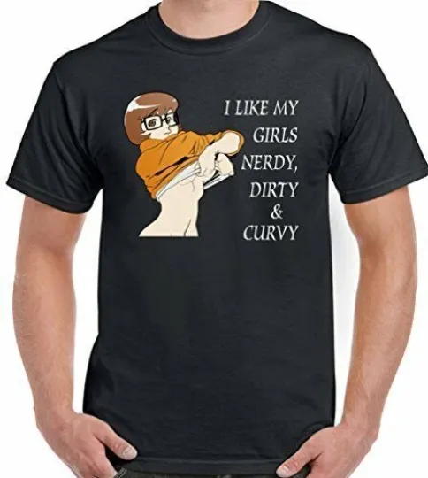 Scooby Doo Velma T-Shirt Men’s Nerdy Curvy Tattoo Inspired Biker Tee