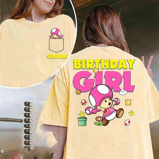 Discover Comfort Toadette Super Mario Birthday Girl Shirt, Custom Name Age, Mario And Friends