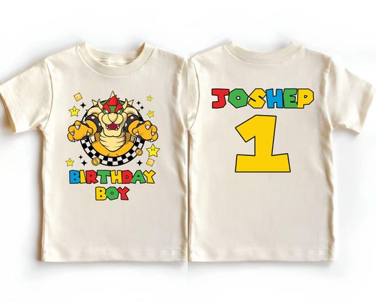 Custom Super Mario Bowser Birthday Boy Shirt, Personalized Mario Family Party Outfit