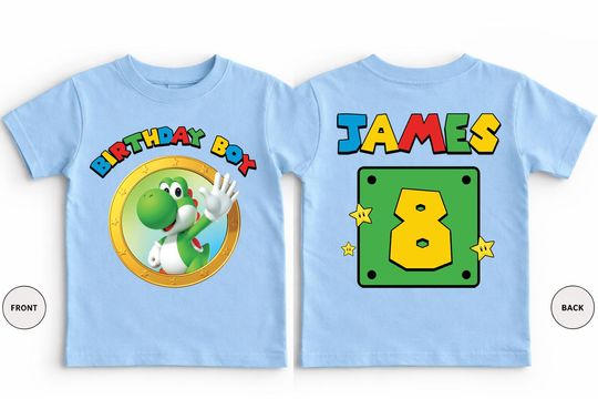 Yoshi Super Mario Birthday Boy Shirt, Mario Family Trip T-Shirt, Nintendo Gaming Tee