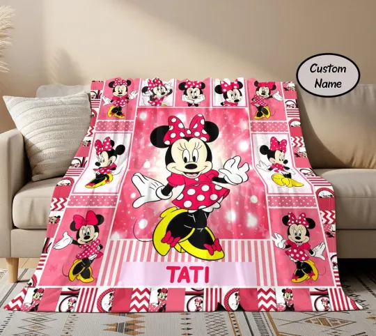 Discover Personalized Disney Minnie Mouse Fleece Blanket Cat Lovers Baby