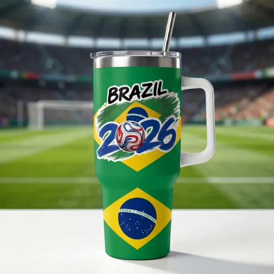 Brazil World Cup 2026 Tumbler 40oz, World Cup 2026 National Team Tumbler 40oz