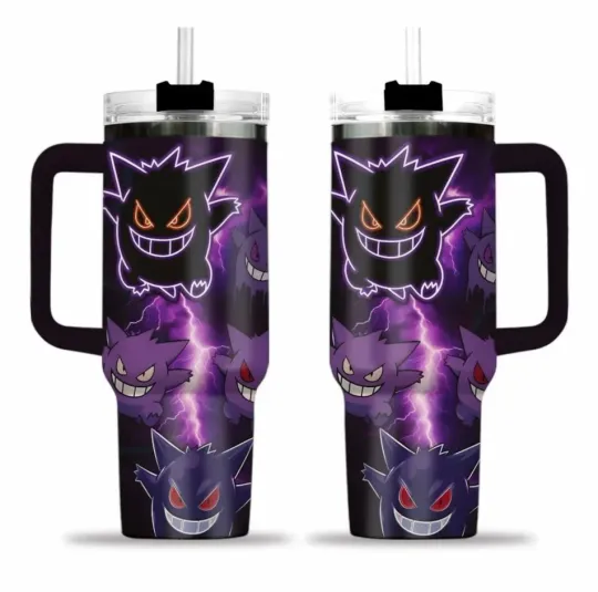 Discover Stainless Steel Tumbler PKM Gengar Evolution Cartoon Tumbler 40oz