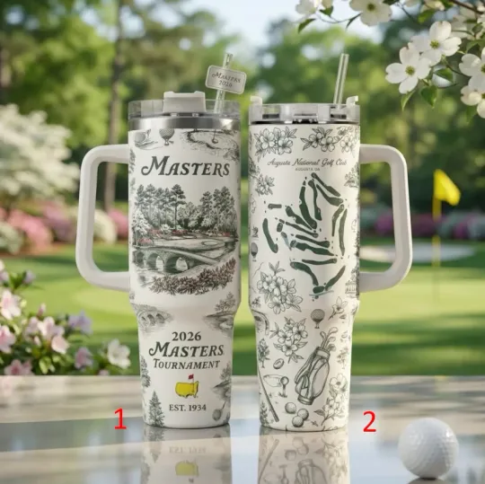 Masters Tournament 40oz Tumbler With Handle, Golf Lover Travel Mug Tumbler 40oz