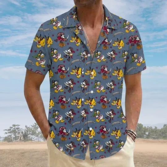 Discover Mickey & Friends Pirate Crew Hawaiian Shirt, Minnie Goofy Donald Daisy Pirate Bu
