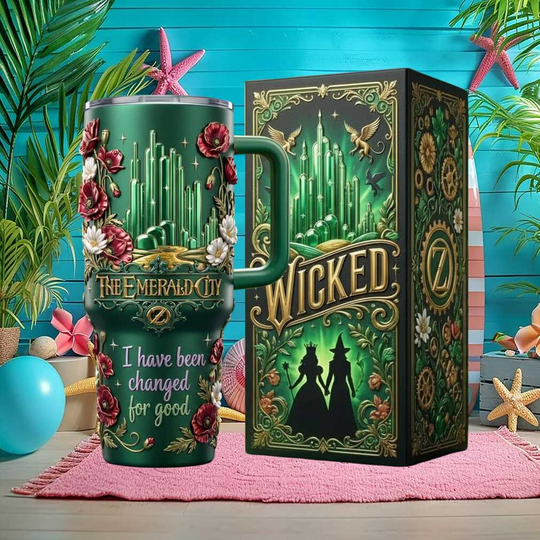 Wicked The Musical “The Emerald City” Elphaba & Glinda Inspired Tumbler (No Box)