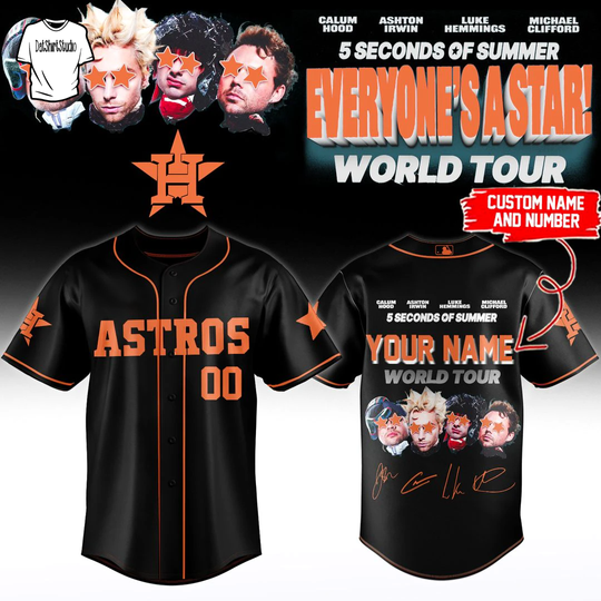 Houston Astros x 5 Seconds of Summer EVERYONE’S A STAR! World Tour Edition Personalized Baseball Jersey