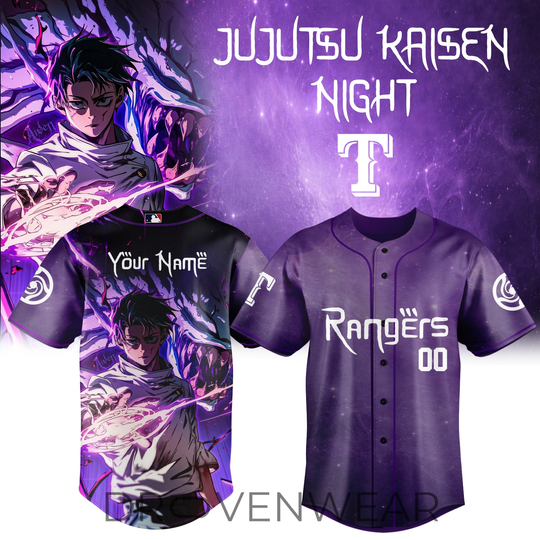 Texas Rangers x Jujutsu Satoru Night 2026 Custom Anime Baseball Jersey