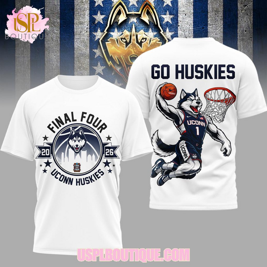 UConn Huskies Champions 2026 Final Four White T-Shirt