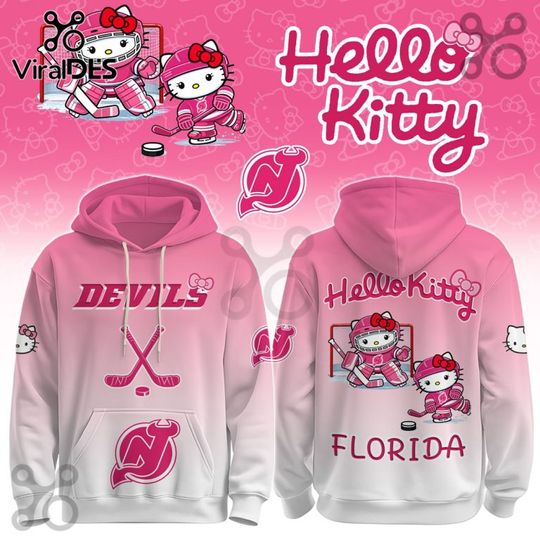 New Jersey Devils x Hello Kitty Hoodie Joggers Set, Hockey Fan Outfit, Father's Day Gift