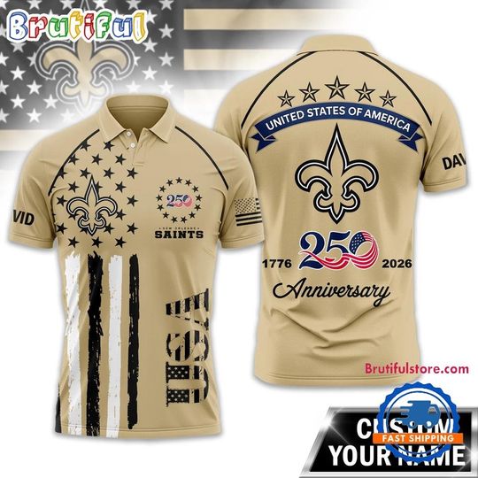 New Orleans Saints 2026 football American Semiquincentennial 250th Anniversary Polo Shirt