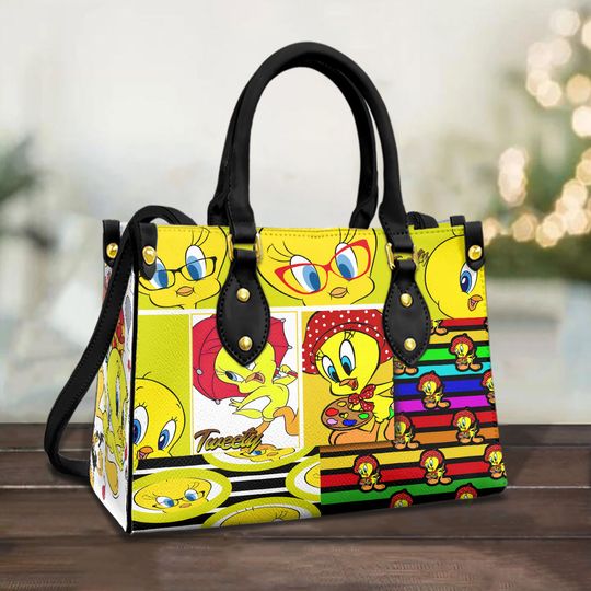 Tweety Bird Women Leather Bag, Tweety Bird Leather Handbag, Tweety Bird Bags for Women